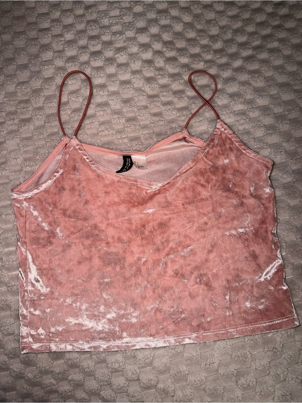 H&M Blush Pink Velvet Crop Cami
